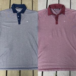 Lot of 2 Travis Mathew Stripe Golf Polos Large